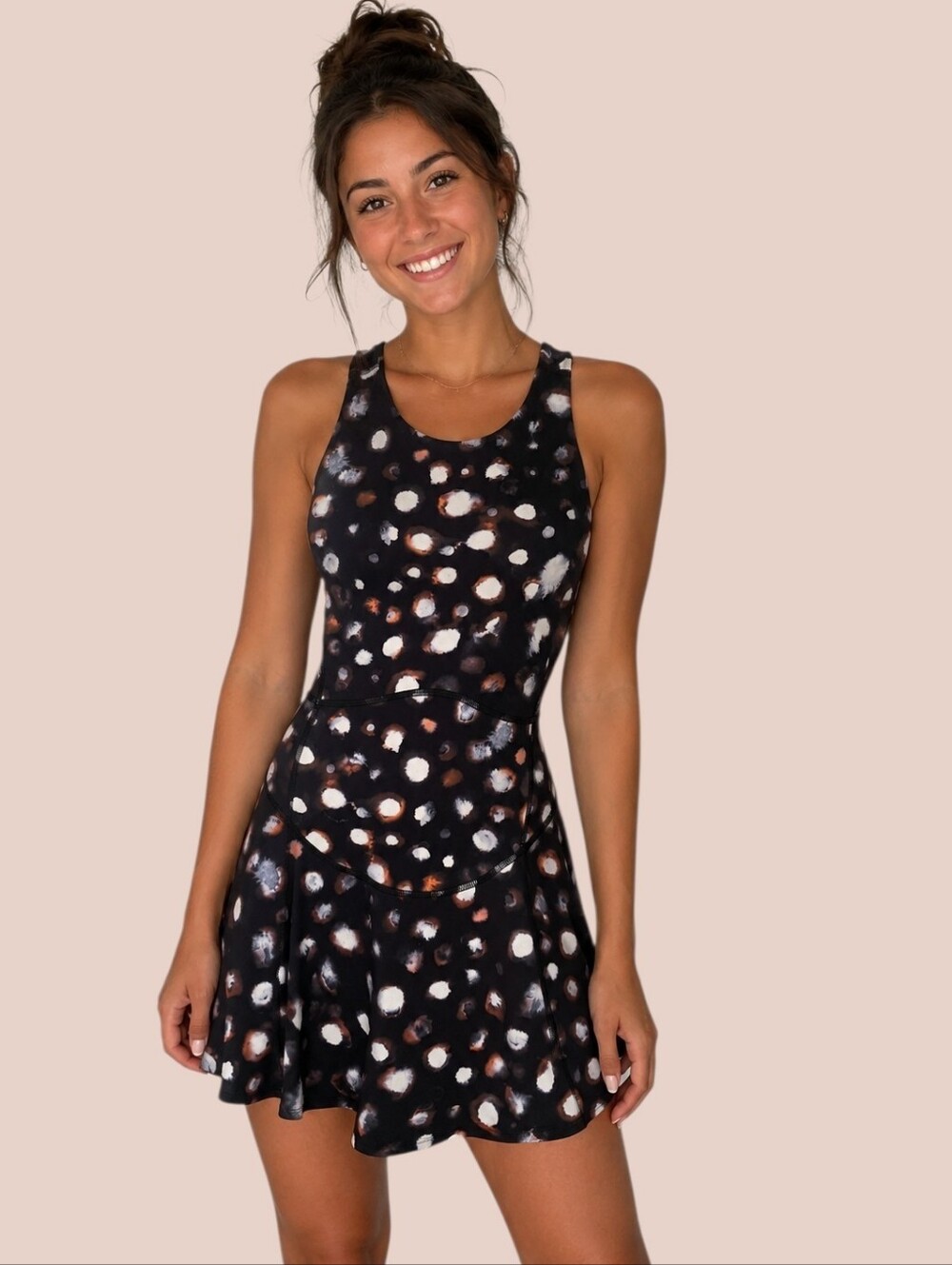 Lululemon Court Crush Tennis Dress Haze Dot Inverse Orange Multi Size 8